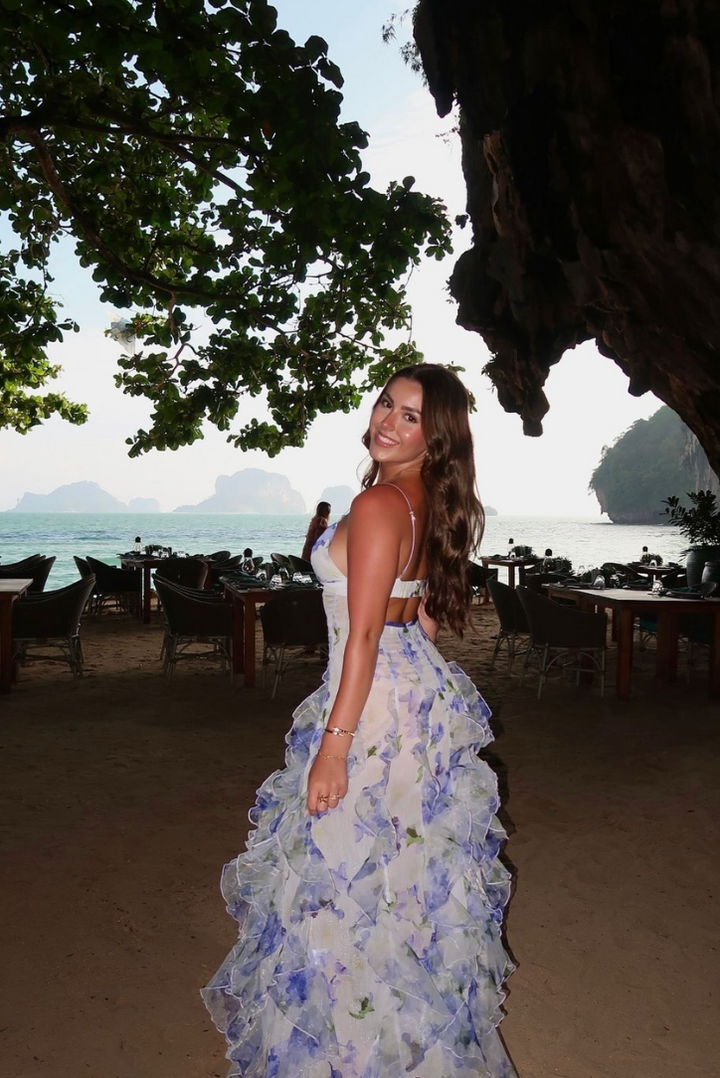 Caroline | Women Summer Floral Cut-Out Maxi Dress
