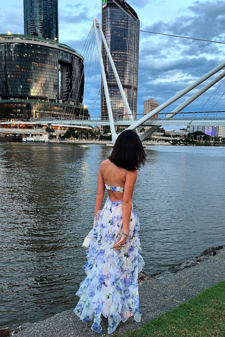 Caroline | Women Summer Floral Cut-Out Maxi Dress