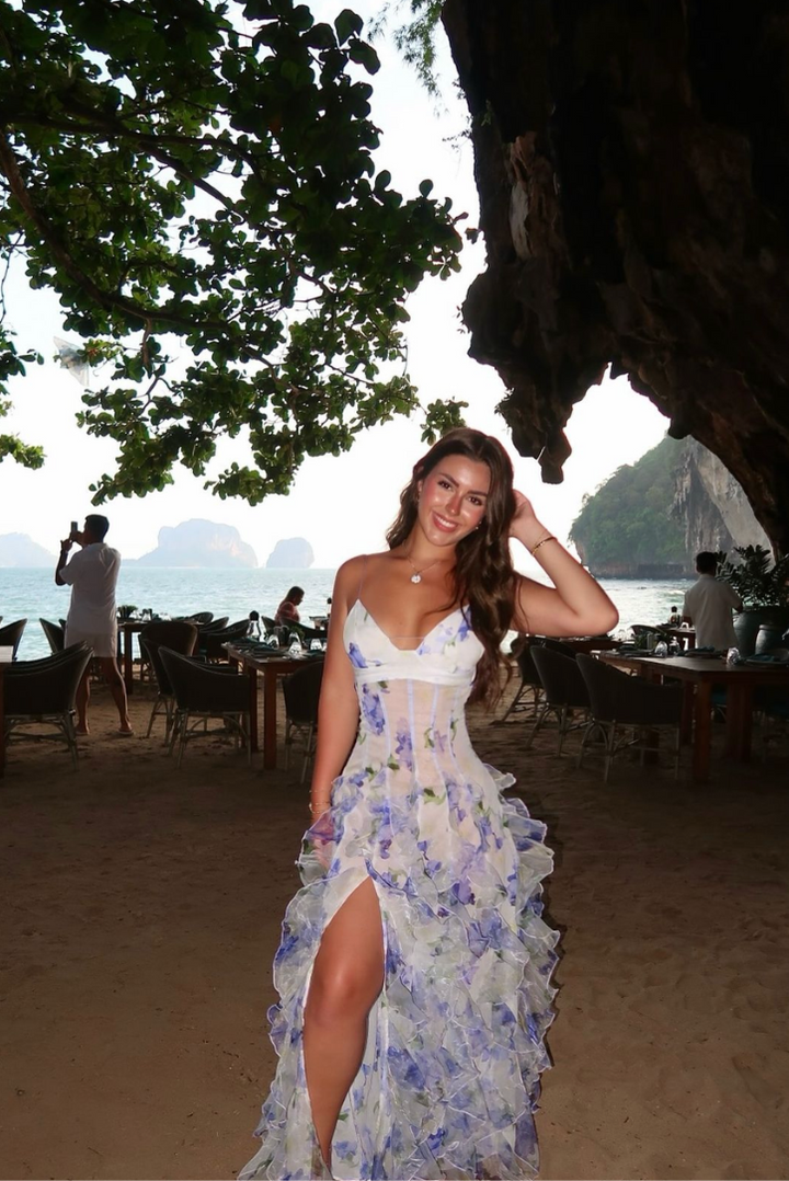 Caroline | Women Summer Floral Cut-Out Maxi Dress