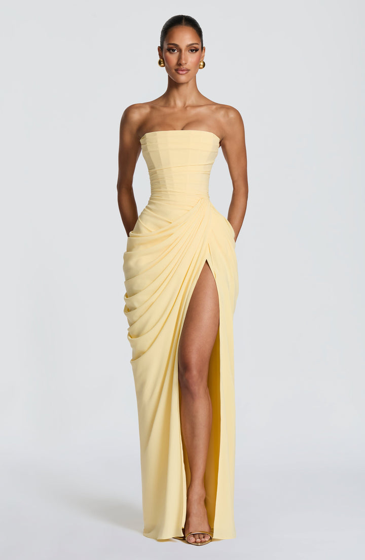 Strapless Maxi Dress with Ruched Waist for Women
