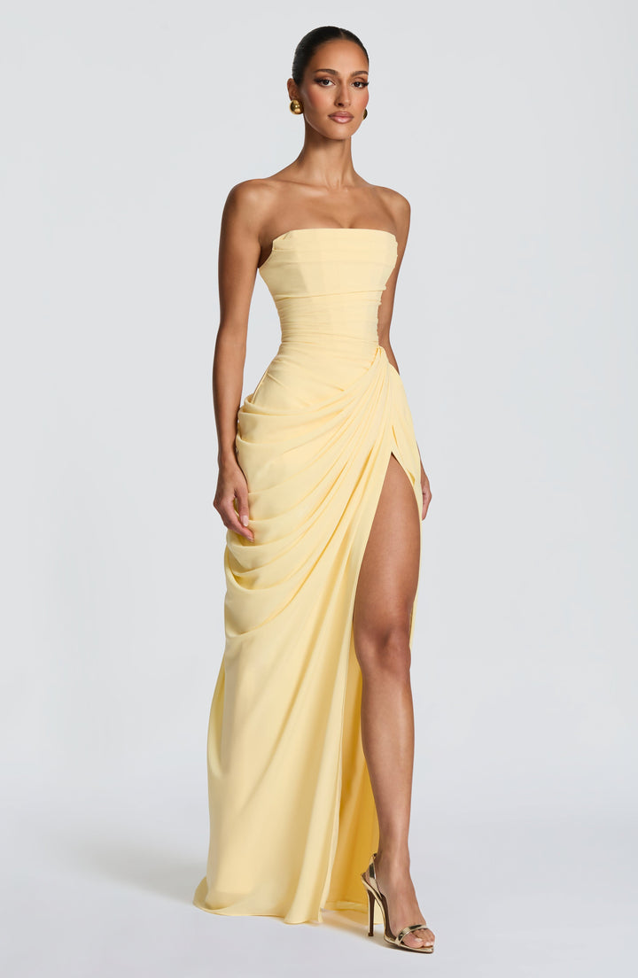 Strapless Maxi Dress with Ruched Waist for Women