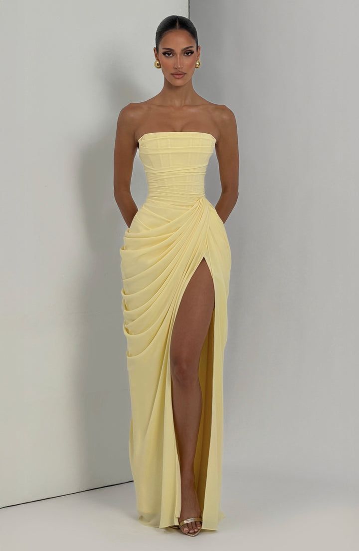 Strapless Maxi Dress with Ruched Waist for Women