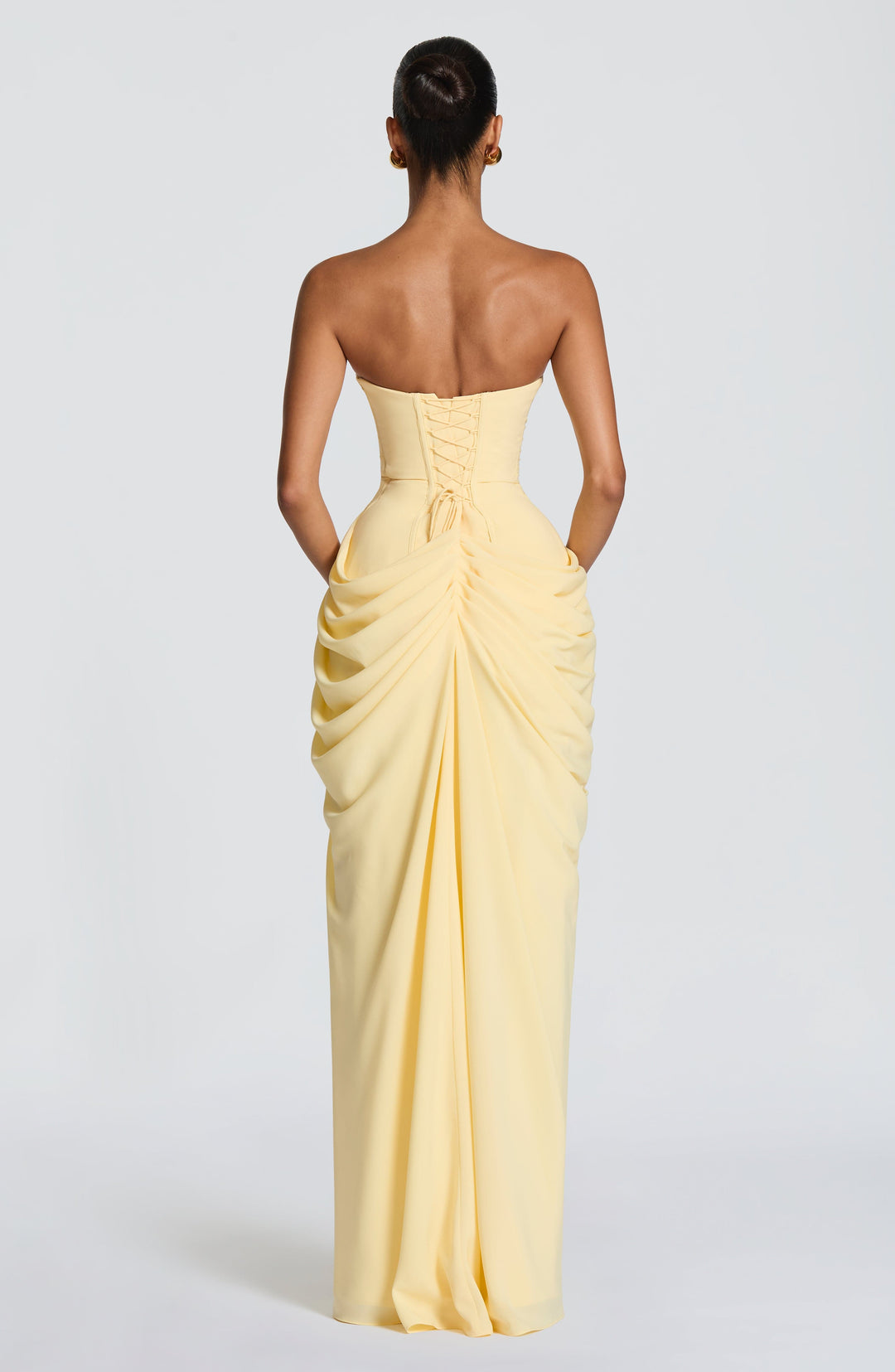 Strapless Maxi Dress with Ruched Waist for Women