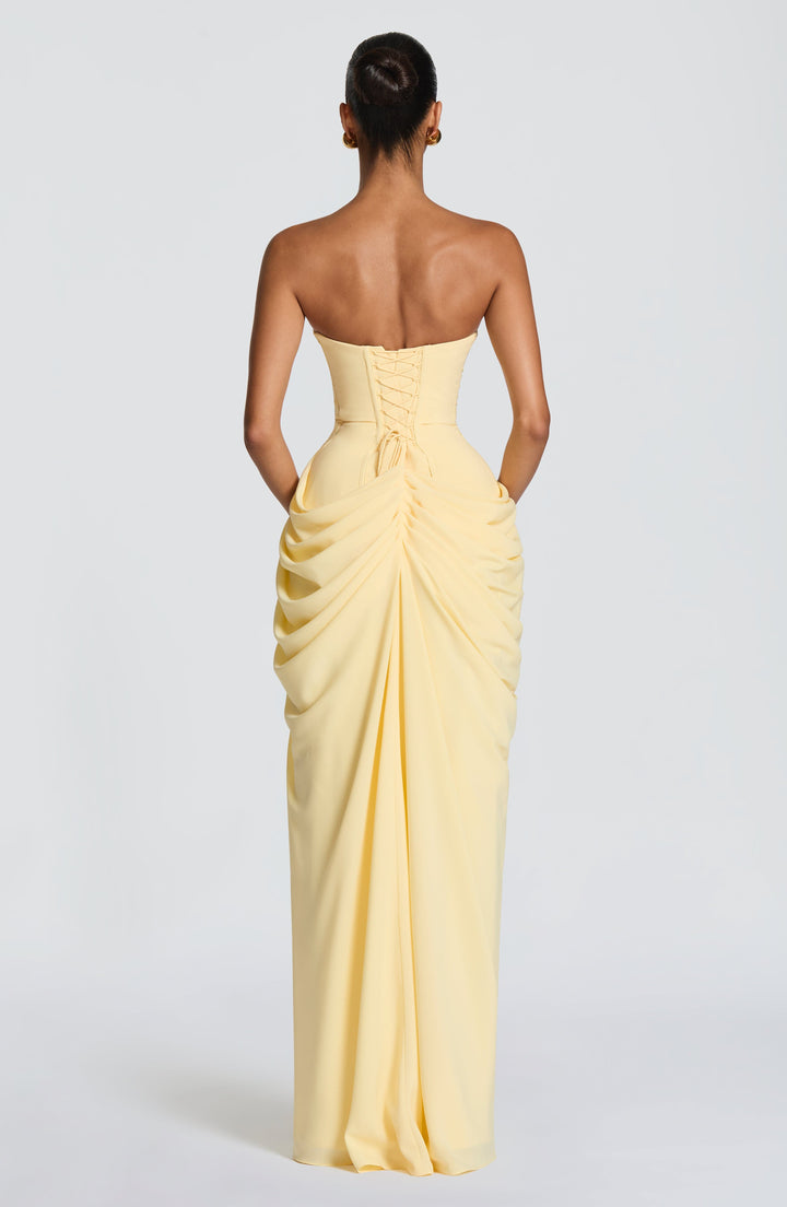 Strapless Maxi Dress with Ruched Waist for Women