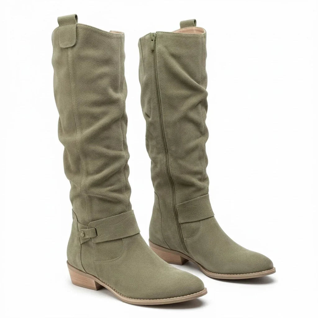 Marla - Slouch Boots in Suede Look