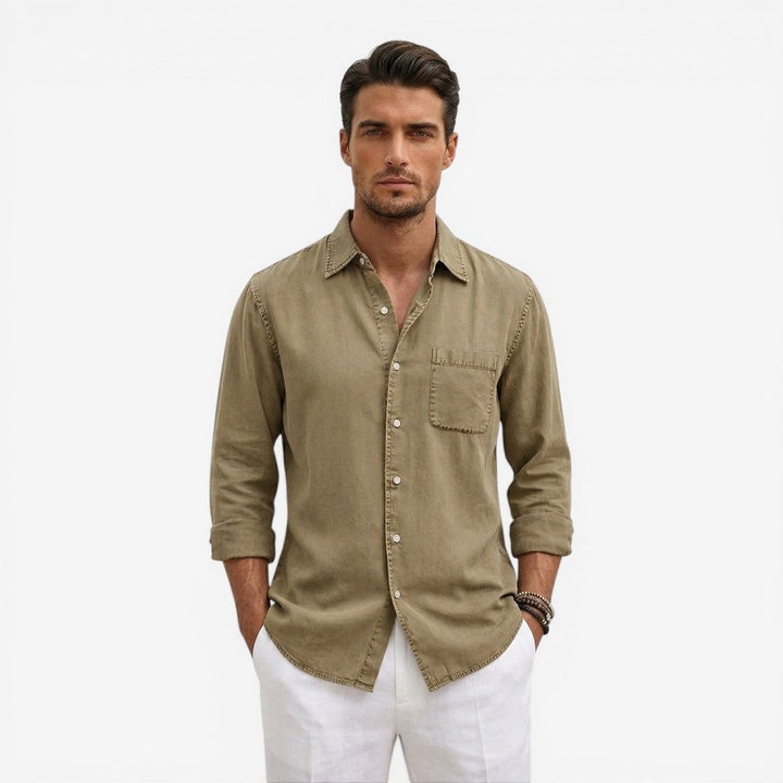 Men’s Casual Denim Shirt Lightweight Long Sleeve Summer Fit