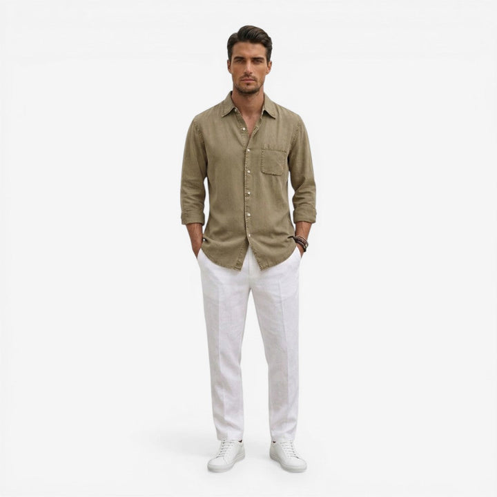 Men’s Casual Denim Shirt Lightweight Long Sleeve Summer Fit