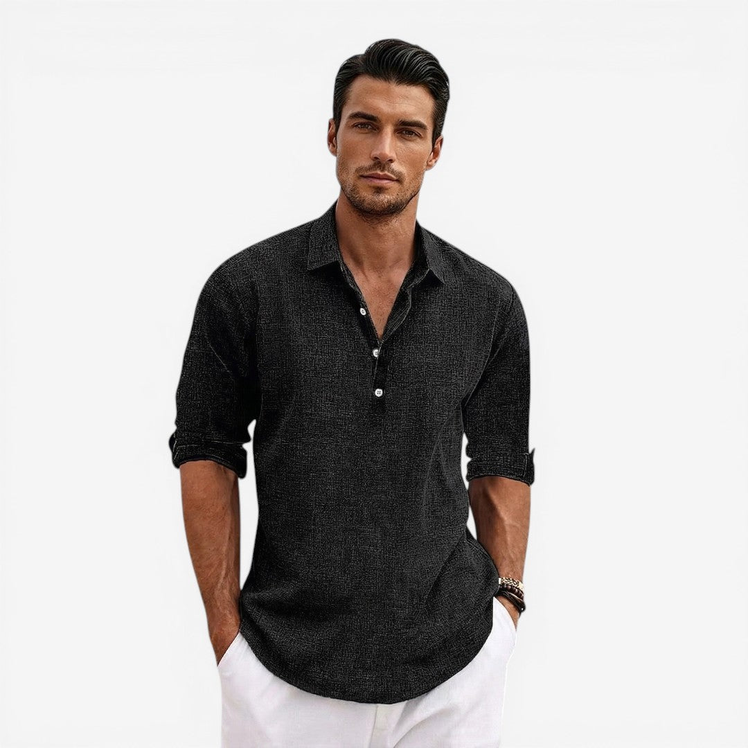 Men’s Long Sleeve Summer Shirt Linen Blend Cool Comfortable