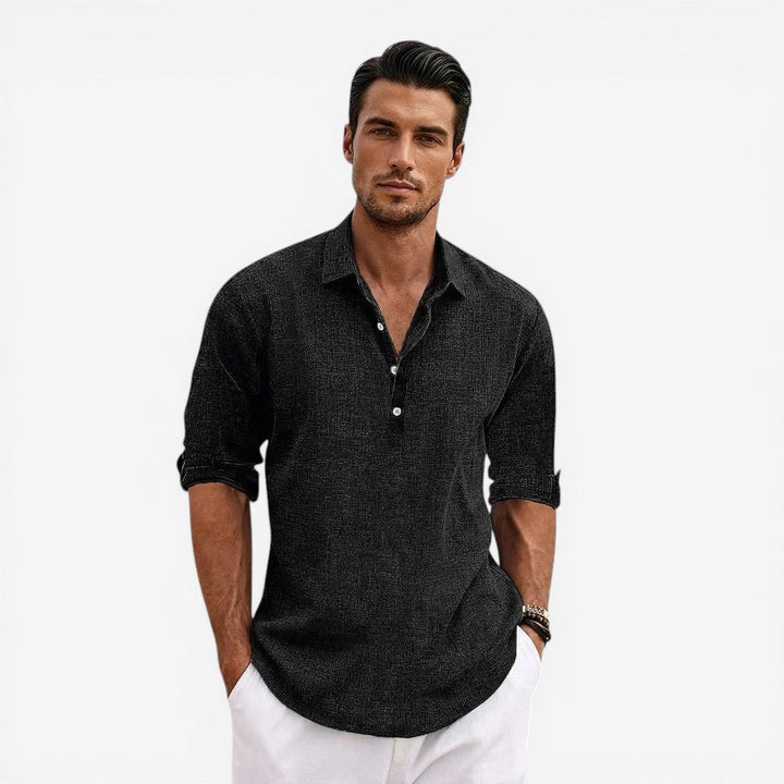 Men’s Long Sleeve Summer Shirt Linen Blend Cool Comfortable