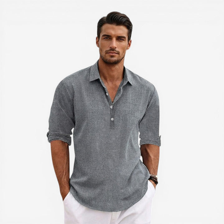 Men’s Long Sleeve Summer Shirt Linen Blend Cool Comfortable