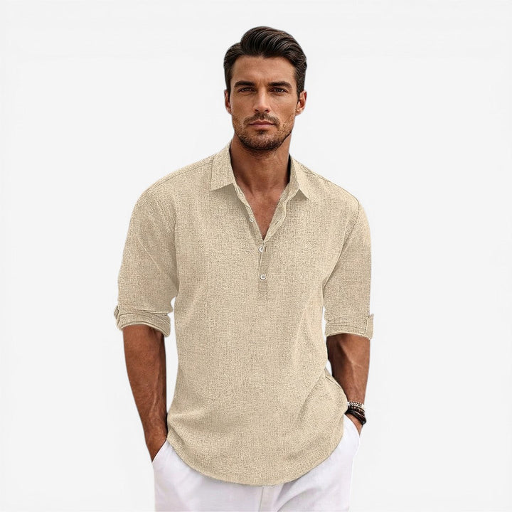 Men’s Long Sleeve Summer Shirt Linen Blend Cool Comfortable