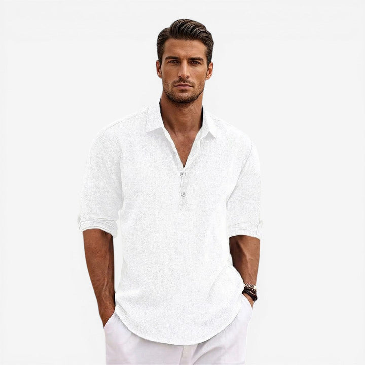 Men’s Long Sleeve Summer Shirt Linen Blend Cool Comfortable