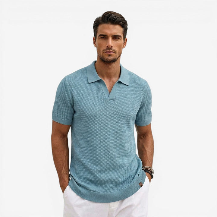 Men’s Short Sleeve Knit Polo Shirt Lightweight Summer Casual