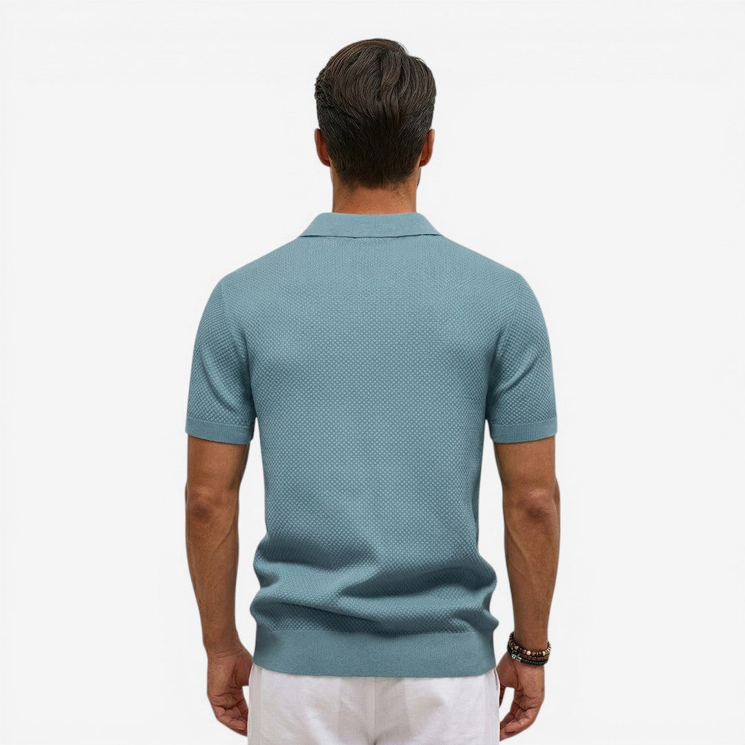 Men’s Short Sleeve Knit Polo Shirt Lightweight Summer Casual