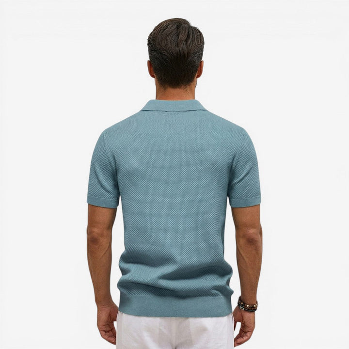 Men’s Short Sleeve Knit Polo Shirt Lightweight Summer Casual