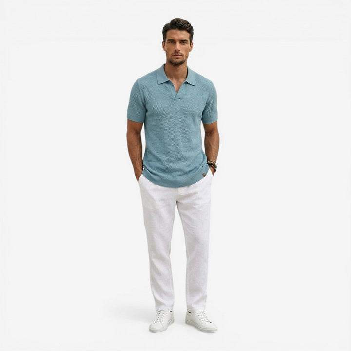 Men’s Short Sleeve Knit Polo Shirt Lightweight Summer Casual