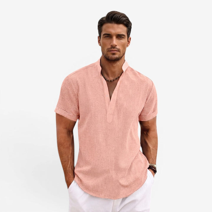Men’s Short Sleeve Linen Shirt Relaxed Fit Breathable Summer Wear
