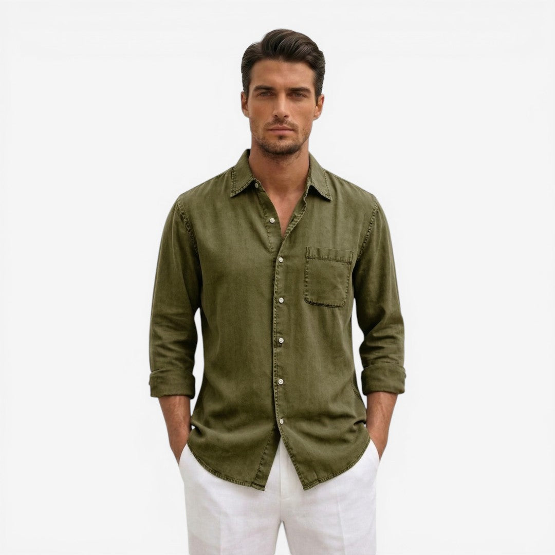 Men’s Casual Denim Shirt Lightweight Long Sleeve Summer Fit