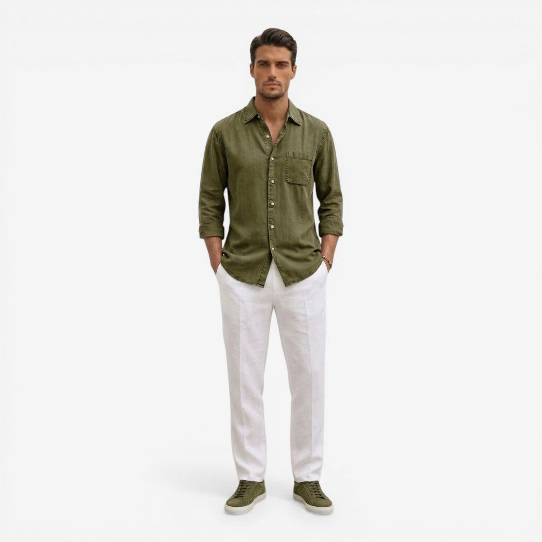 Men’s Casual Denim Shirt Lightweight Long Sleeve Summer Fit