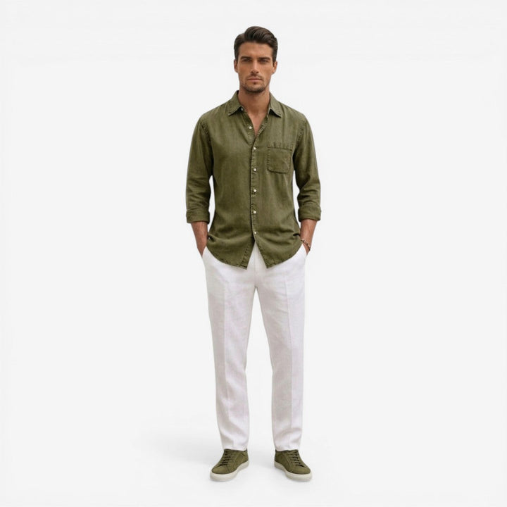 Men’s Casual Denim Shirt Lightweight Long Sleeve Summer Fit