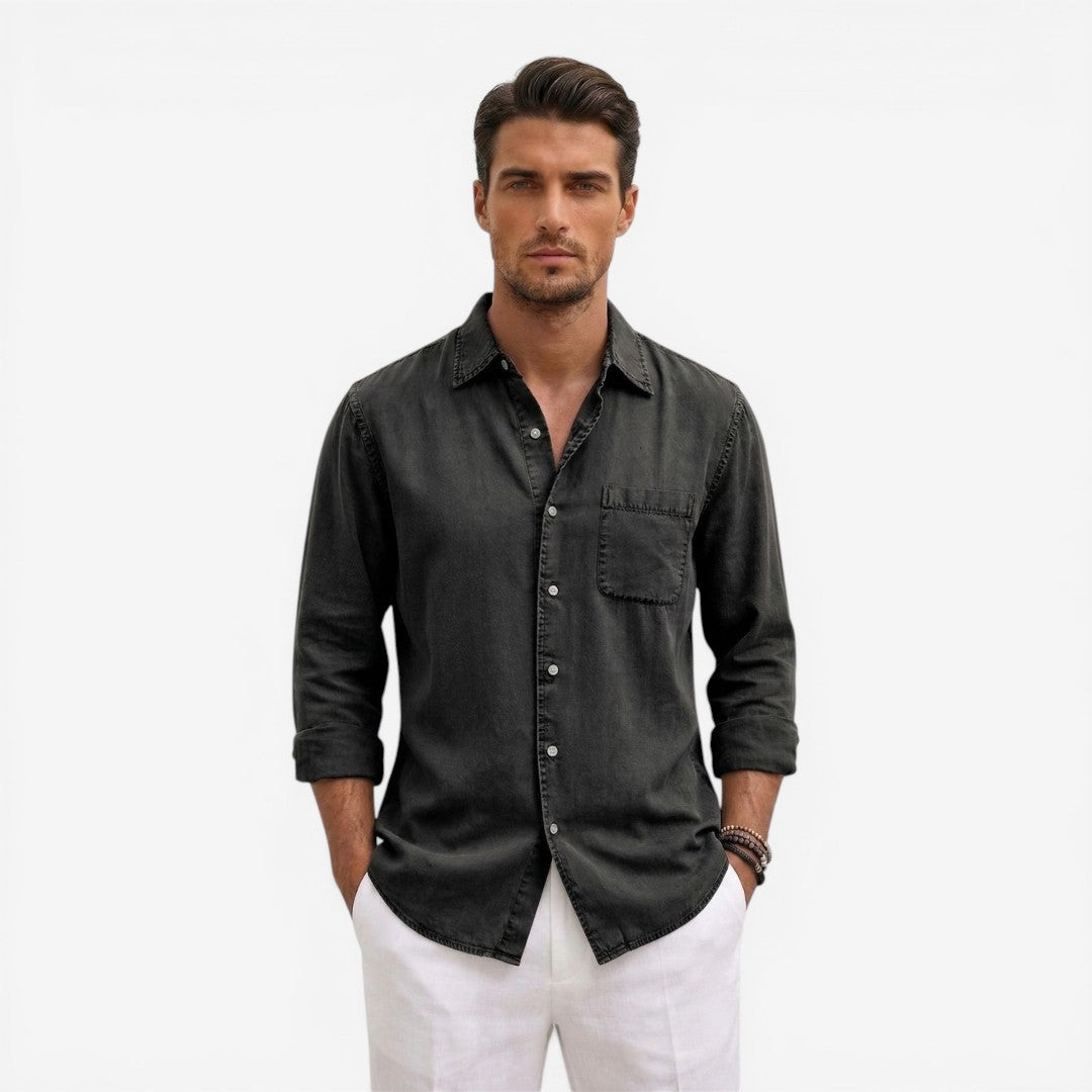 Men’s Casual Denim Shirt Lightweight Long Sleeve Summer Fit