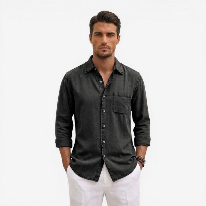 Men’s Casual Denim Shirt Lightweight Long Sleeve Summer Fit