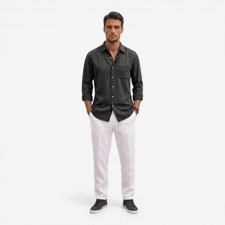 Men’s Casual Denim Shirt Lightweight Long Sleeve Summer Fit