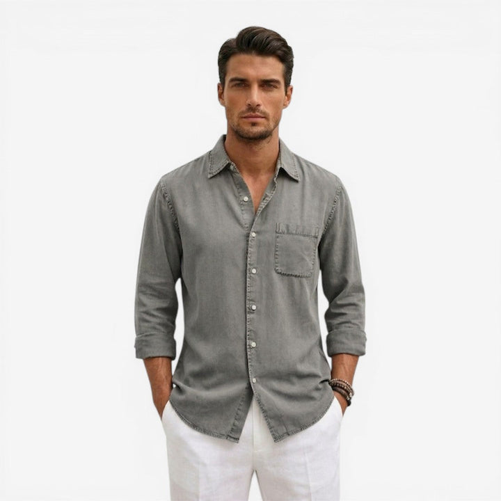 Men’s Casual Denim Shirt Lightweight Long Sleeve Summer Fit