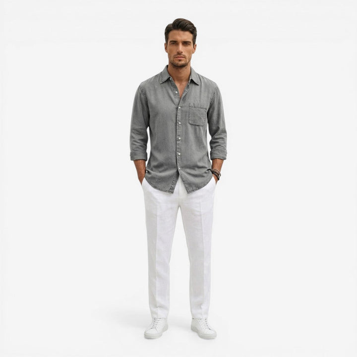 Men’s Casual Denim Shirt Lightweight Long Sleeve Summer Fit