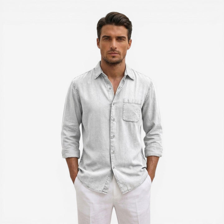 Men’s Casual Denim Shirt Lightweight Long Sleeve Summer Fit