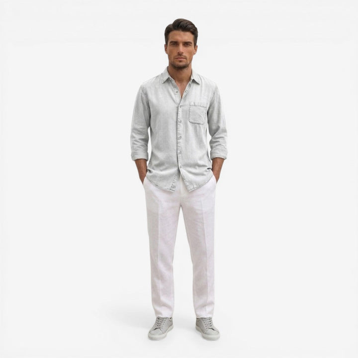 Men’s Casual Denim Shirt Lightweight Long Sleeve Summer Fit