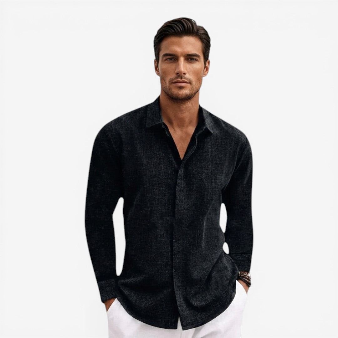 Men's Linen Shirt for Summer Breathable Classic Fit