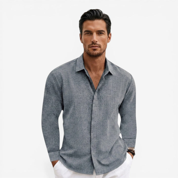 Men's Linen Shirt for Summer Breathable Classic Fit