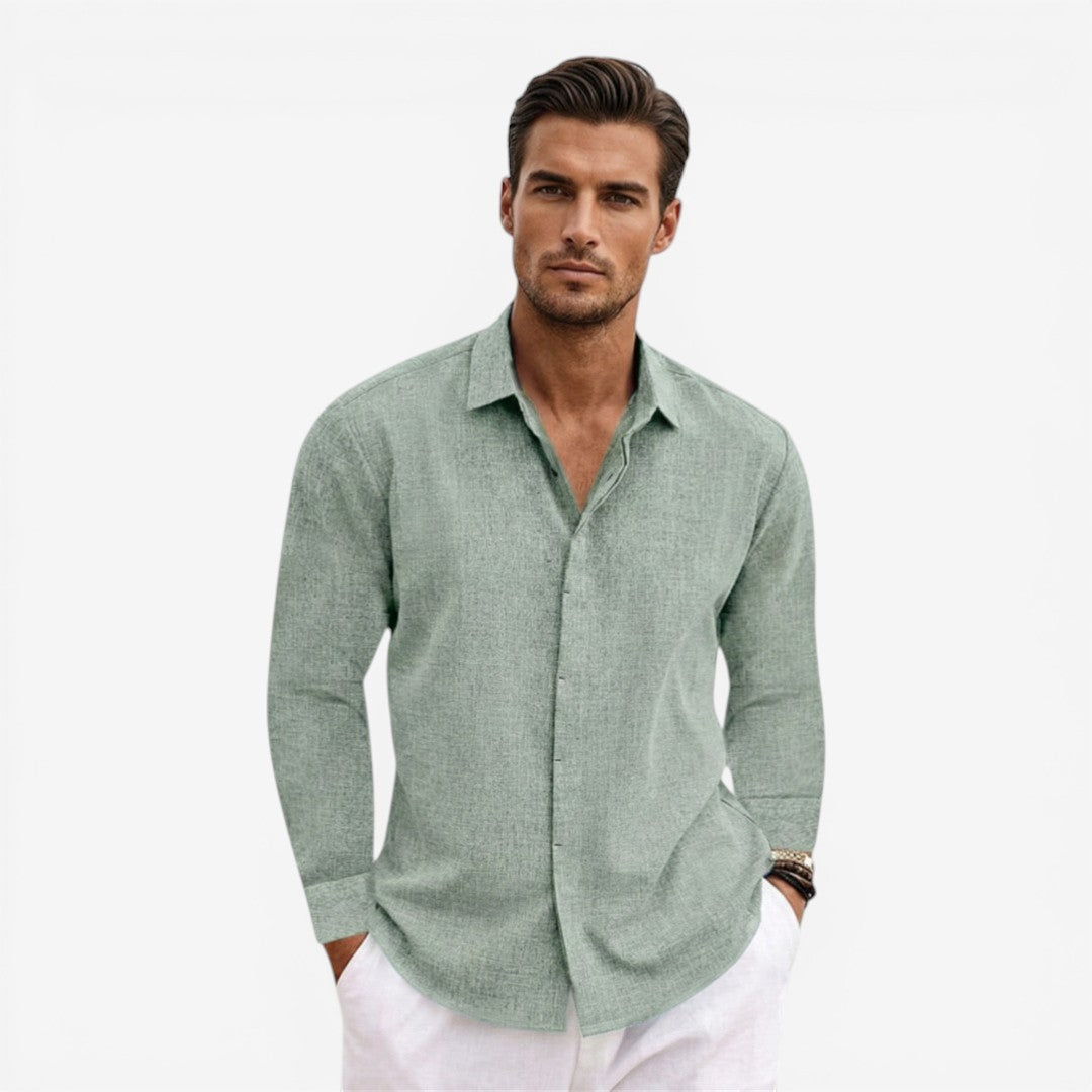 Men's Linen Shirt for Summer Breathable Classic Fit