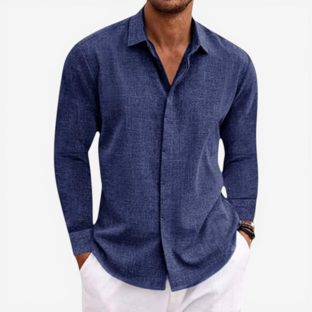 Men's Linen Shirt for Summer Breathable Classic Fit
