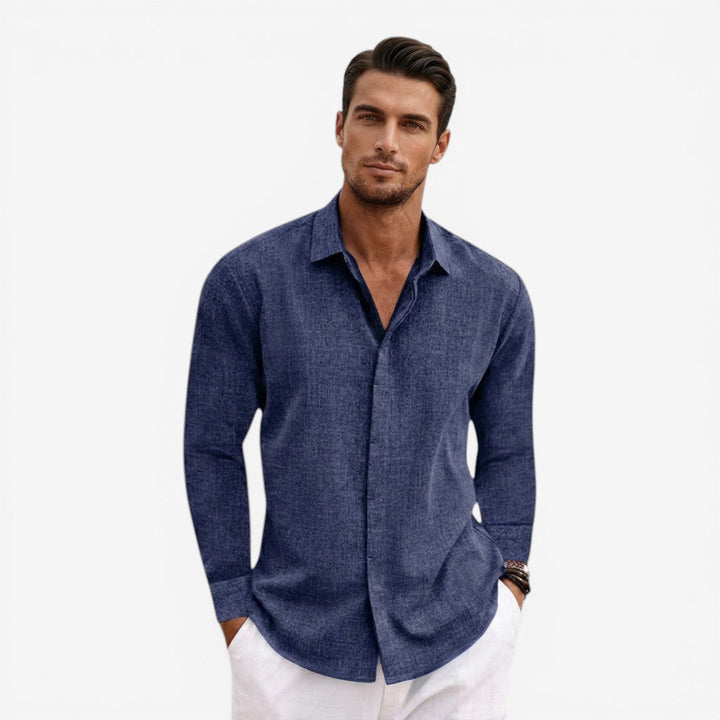 Men's Linen Shirt for Summer Breathable Classic Fit