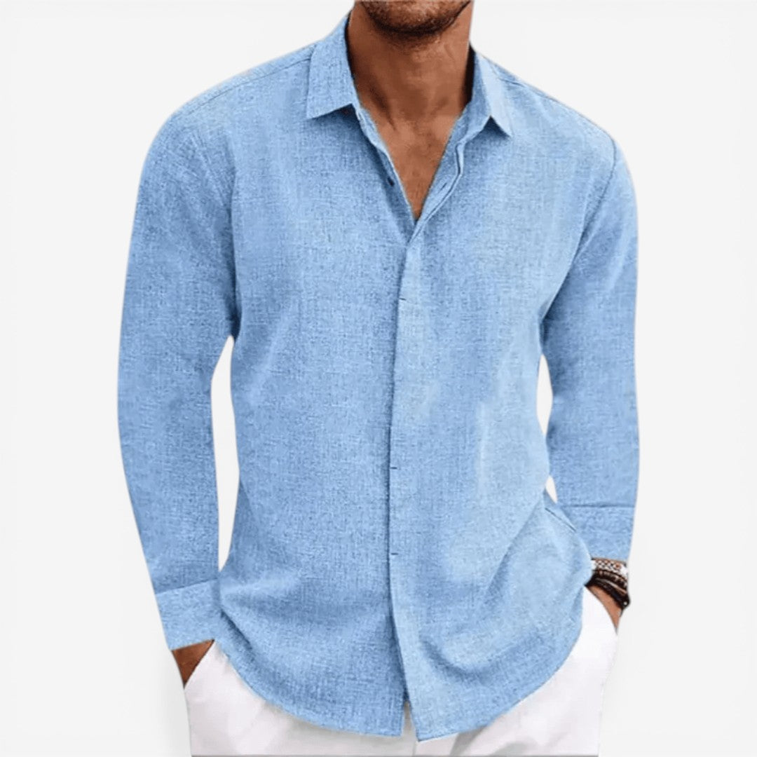 Men's Linen Shirt for Summer Breathable Classic Fit