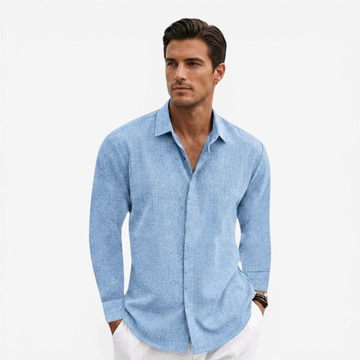 Men's Linen Shirt for Summer Breathable Classic Fit