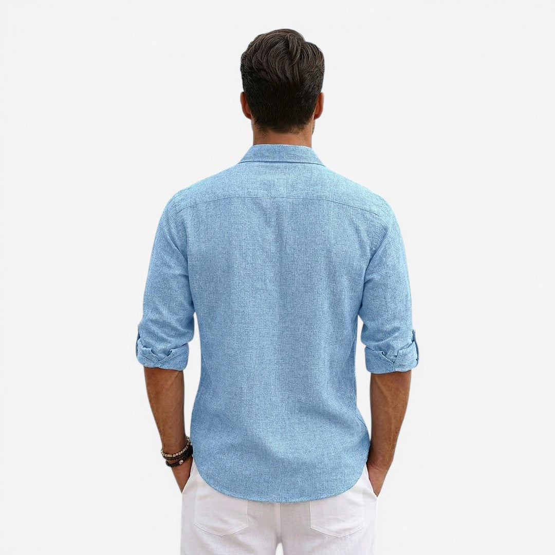 Men’s Long Sleeve Summer Shirt Linen Blend Cool Comfortable