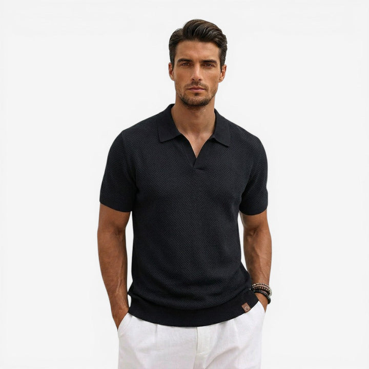 Men’s Short Sleeve Knit Polo Shirt Lightweight Summer Casual