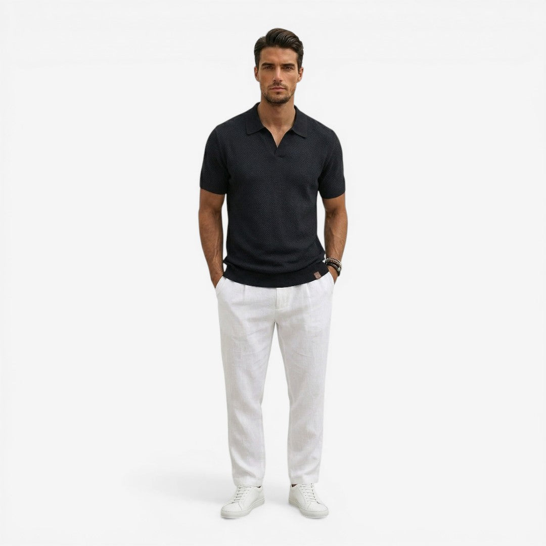 Men’s Short Sleeve Knit Polo Shirt Lightweight Summer Casual