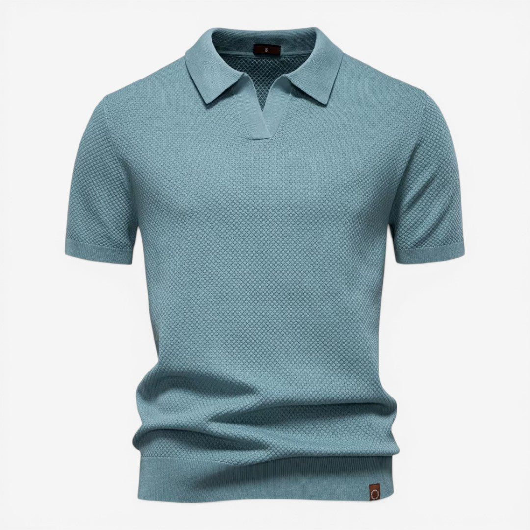 Men’s Short Sleeve Knit Polo Shirt Lightweight Summer Casual