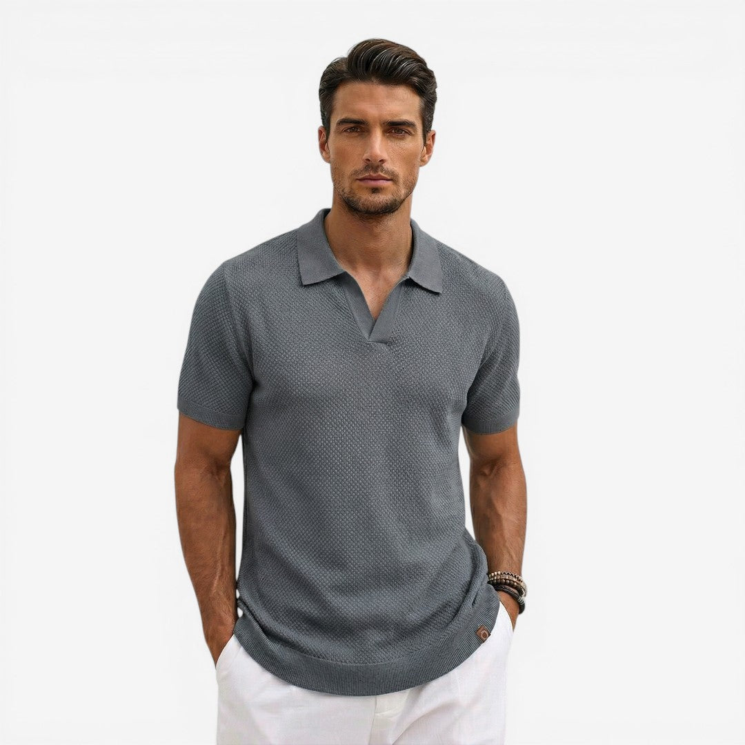 Men’s Short Sleeve Knit Polo Shirt Lightweight Summer Casual
