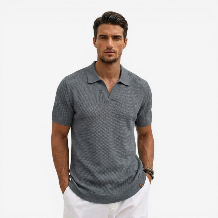 Men’s Short Sleeve Knit Polo Shirt Lightweight Summer Casual