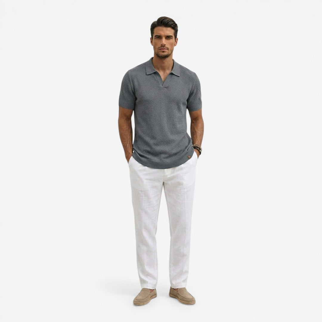 Men’s Short Sleeve Knit Polo Shirt Lightweight Summer Casual