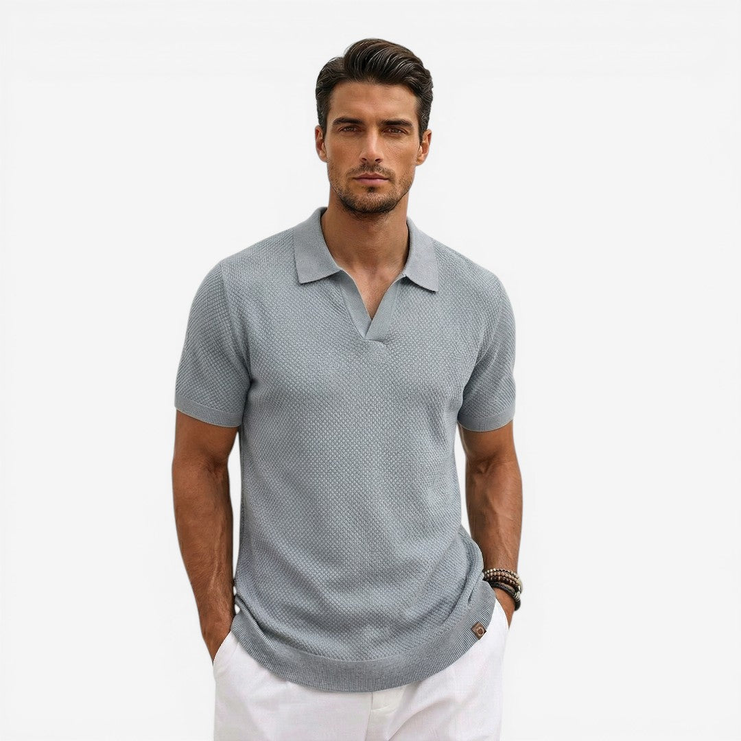 Men’s Short Sleeve Knit Polo Shirt Lightweight Summer Casual