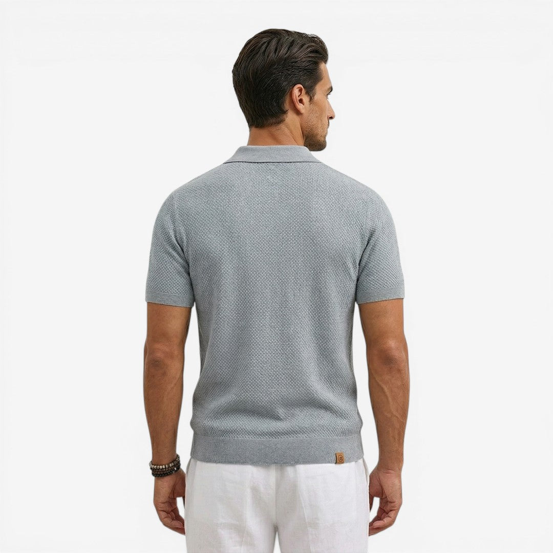 Men’s Short Sleeve Knit Polo Shirt Lightweight Summer Casual
