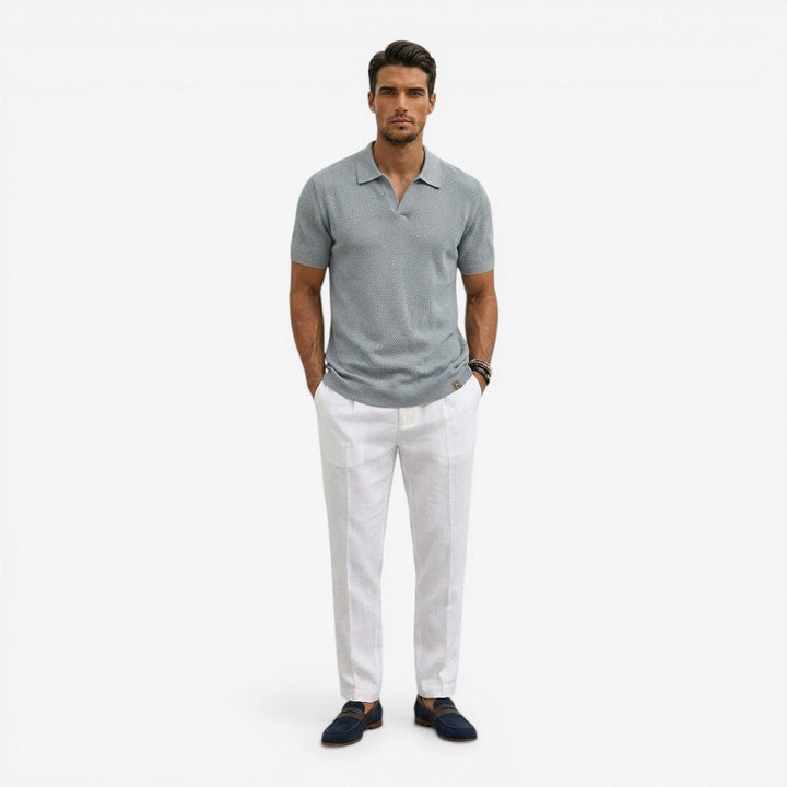 Men’s Short Sleeve Knit Polo Shirt Lightweight Summer Casual