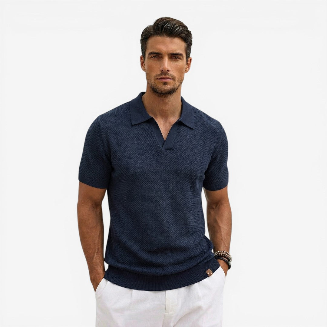Men’s Short Sleeve Knit Polo Shirt Lightweight Summer Casual