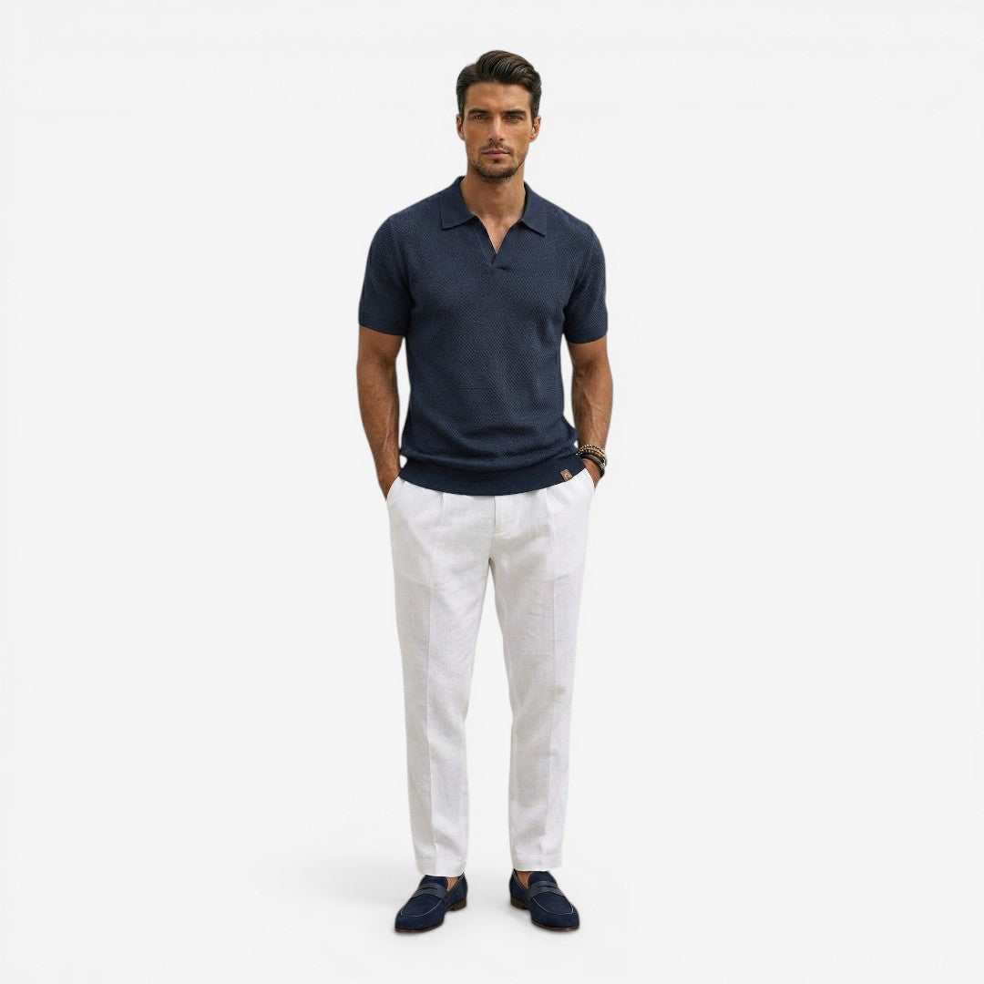 Men’s Short Sleeve Knit Polo Shirt Lightweight Summer Casual